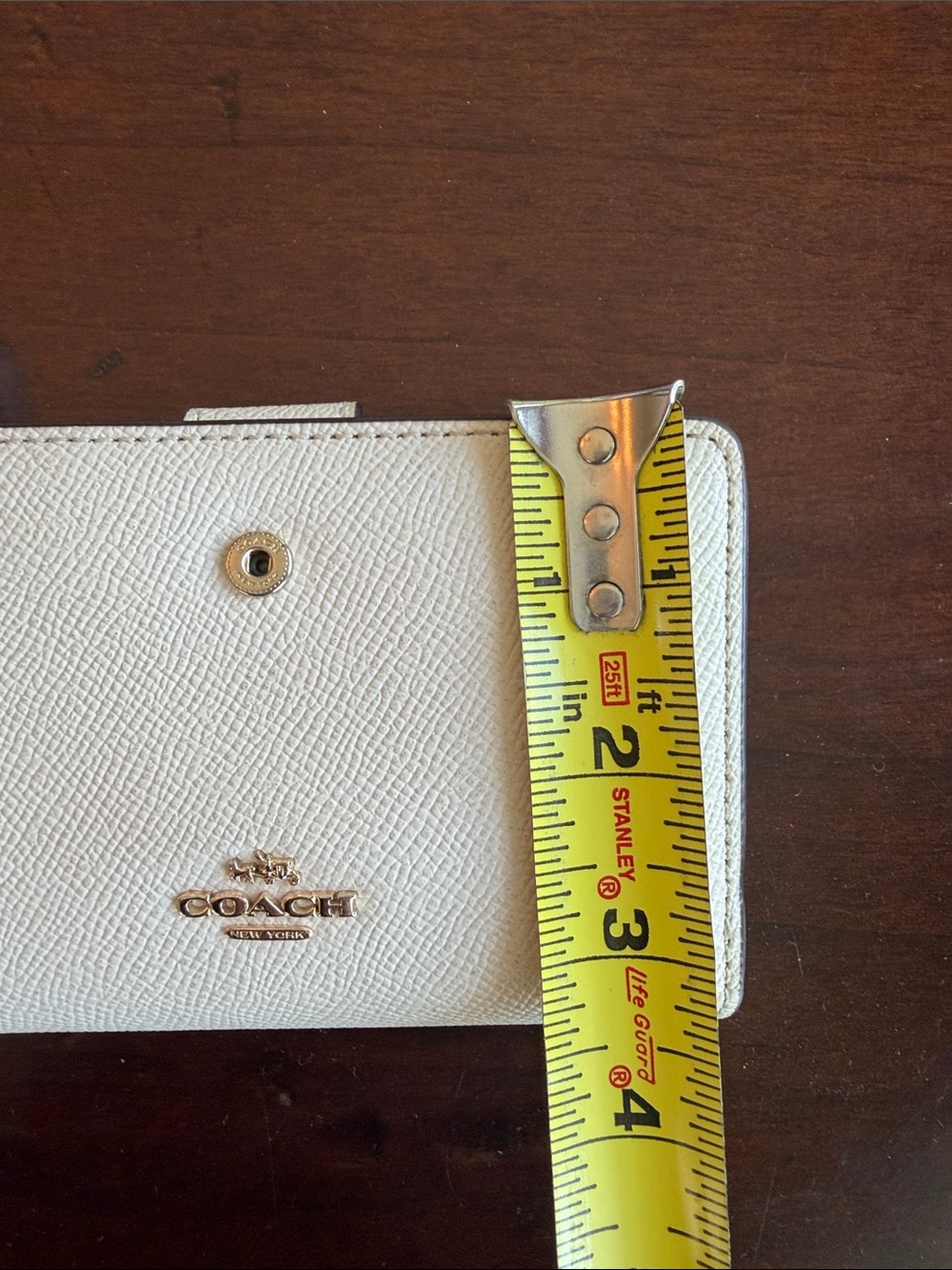Coach White Leather Phone Case with Gold Logo